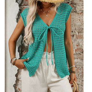 Cardigan Ajoure Manches Courtes — Vue detail | VoltElan