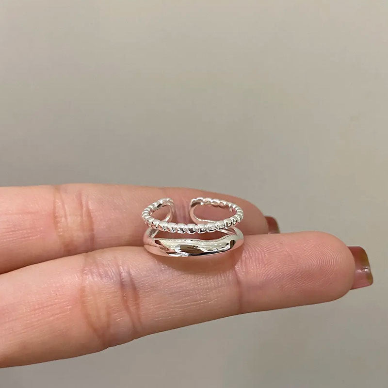 Bague Double Chaîne Argentée Femme