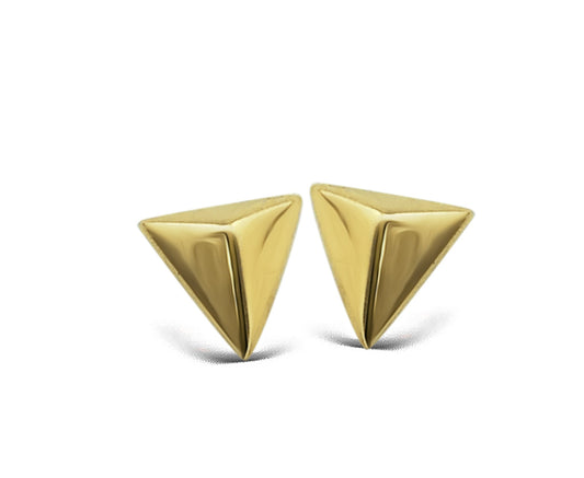 Boucles d'oreilles pyramide 3D dorées, photo 2