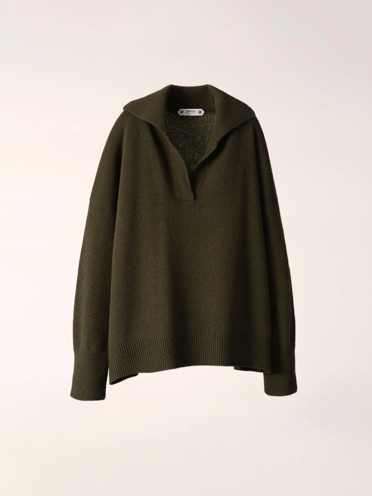 Pull maxi col polo, mélange cachemire, photo 1