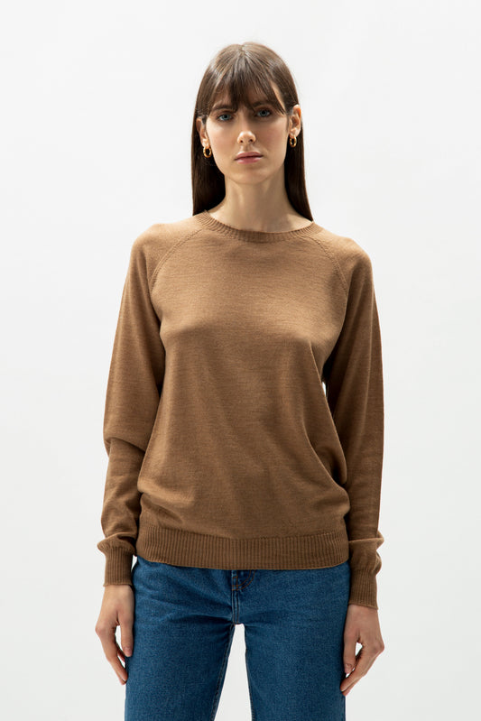 Pull raglan col rond en laine mérinos extra fine, photo 2
