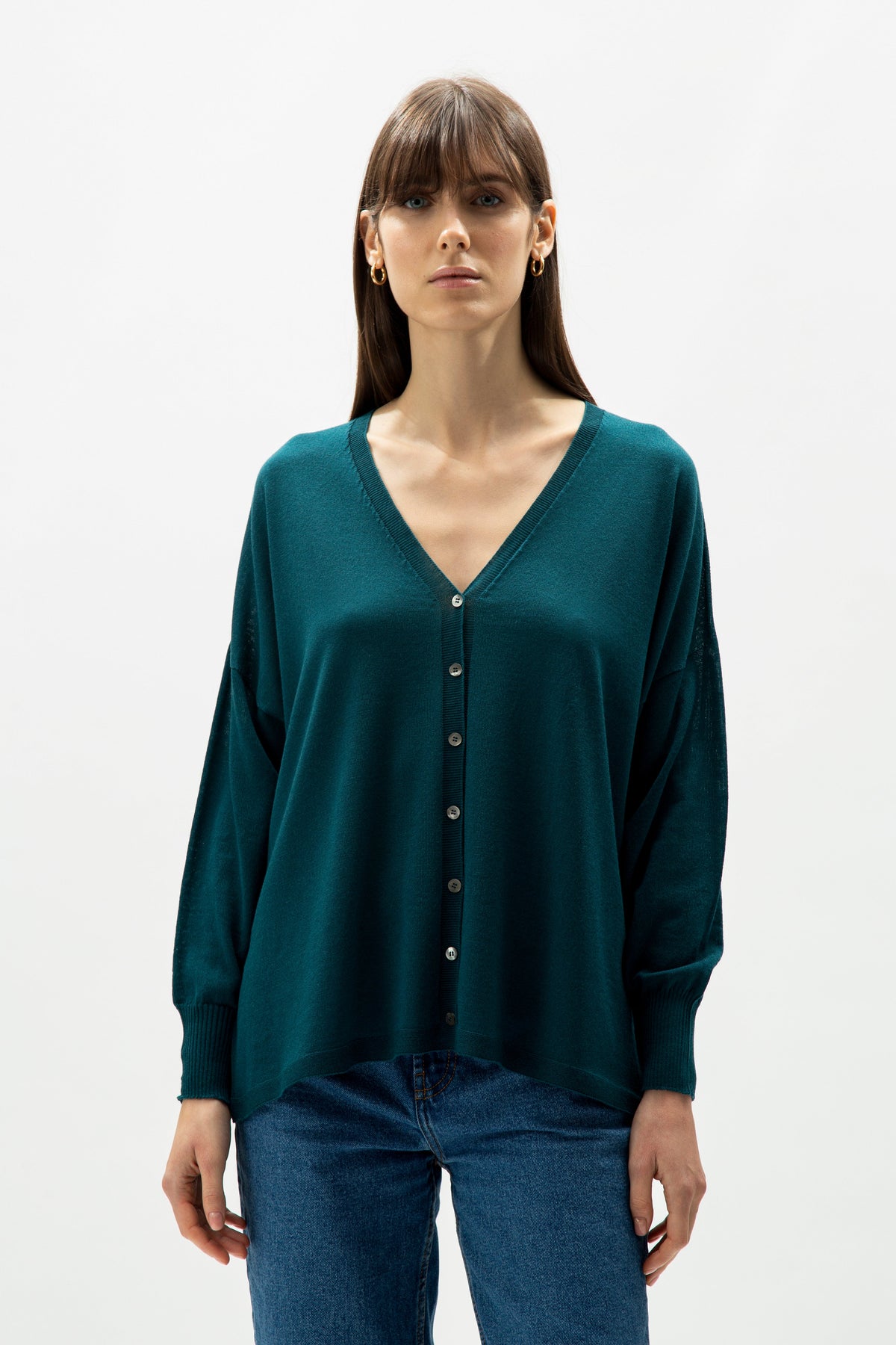 Cardigan col V en laine mérinos extra fine, photo 4