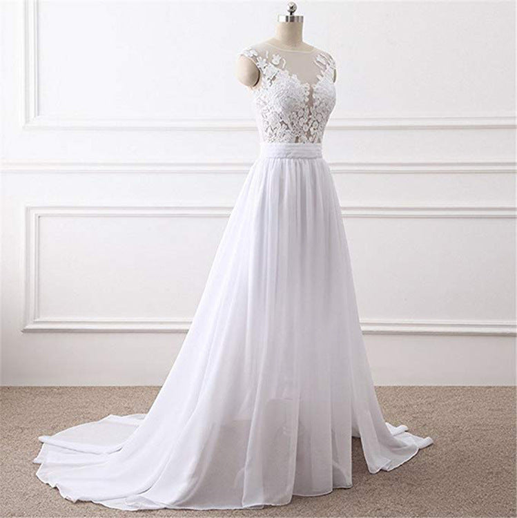 Robe de mariée simple en chiffon blanc avec fente, robes de soirée charmantes, robes de cérémonie.