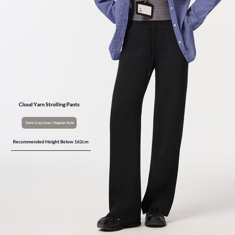 Pantalon droit femme en maille modal, coupe tout-aller