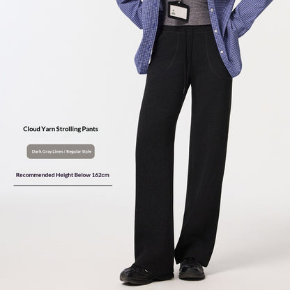 Pantalon droit femme en maille modal, coupe tout-aller