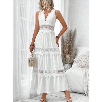 Robe sans manches en dentelle – col en V chic pour l’été - VoltÉlan