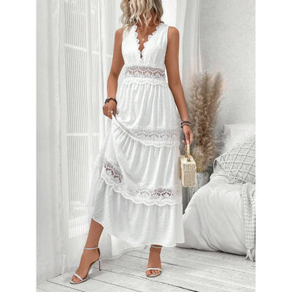 Robe sans manches en dentelle – col en V chic pour l’été - VoltÉlan