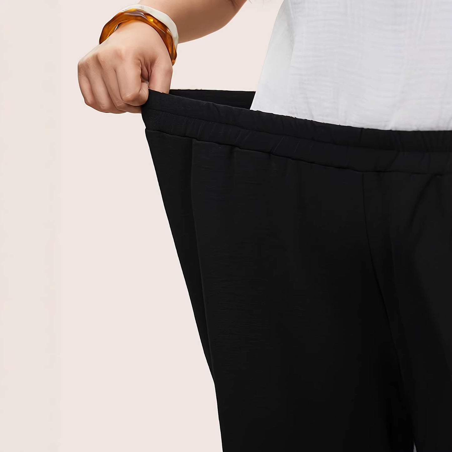 Pantalon Large Brodé Femme - Taille Élastique Grande Taille