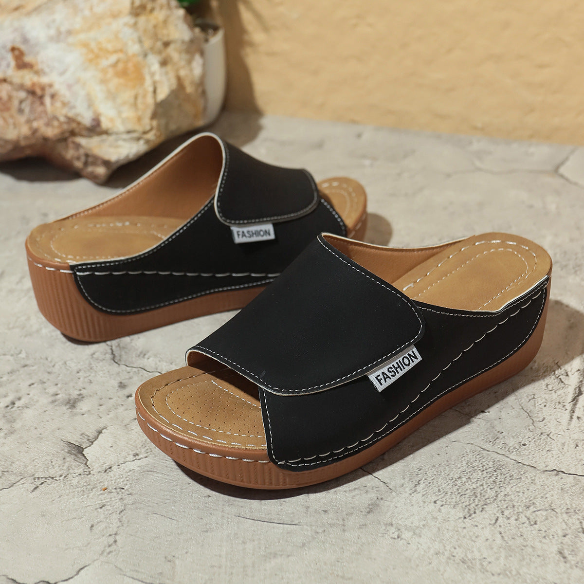 Mules Femme Confortables avec Soutien de la Voûte Plantaire – Sandales Compensées Éléguantes et Respirantes - VoltÉlan