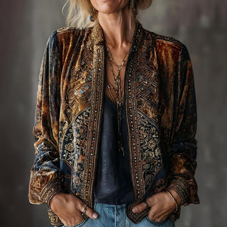 Cardigan bohème femme manches longues, imprimé