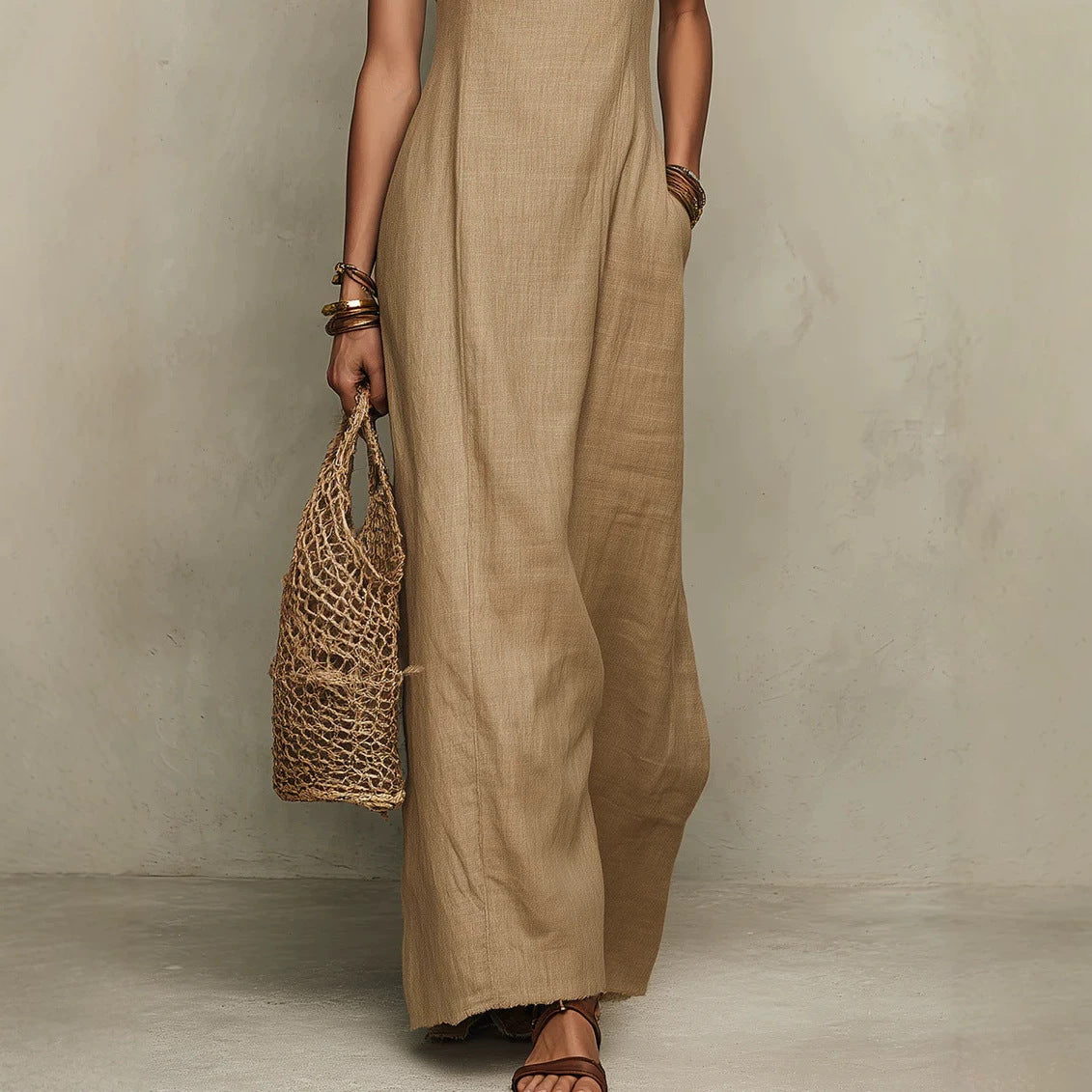 Robe Été Femme Fluide Imprimé et Confort, vue de face portée