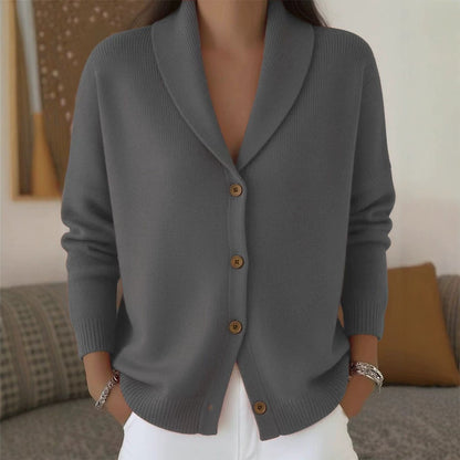 Gilet Long Femme Tricot Fin Encolure V et Manches Longues, vue arrière