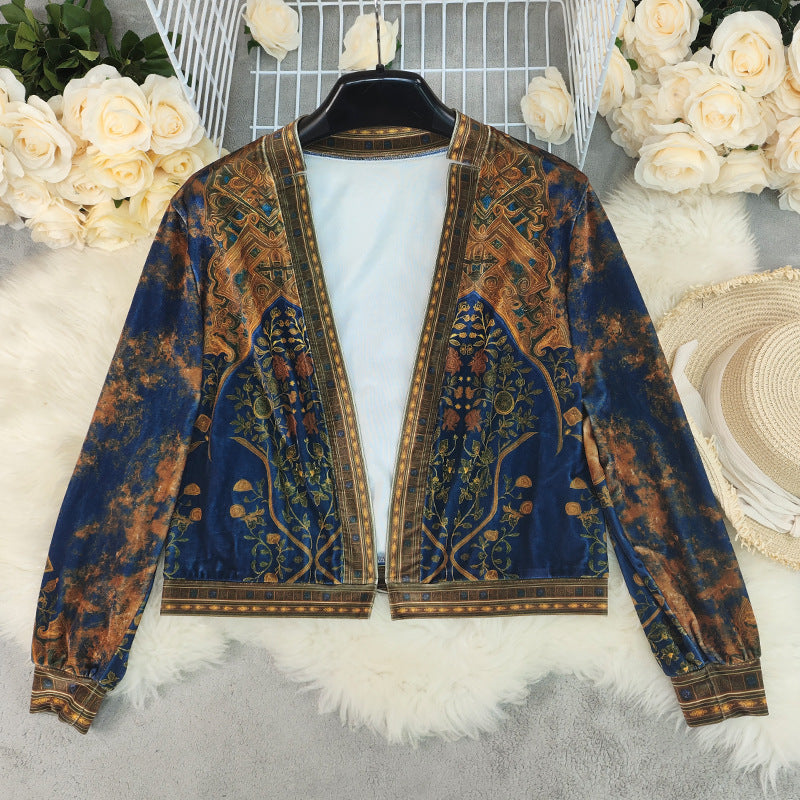 Cardigan bohème femme manches longues, imprimé