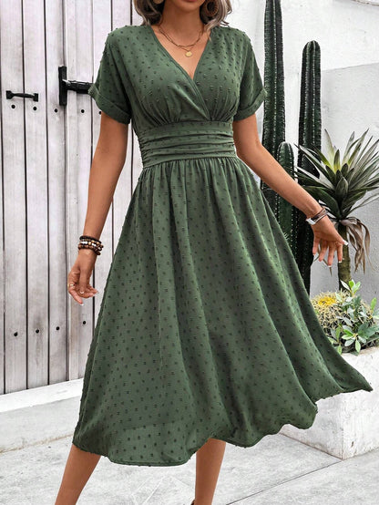Robe Femme Ample Casual Fraîche pour l'Été, vue de face portée