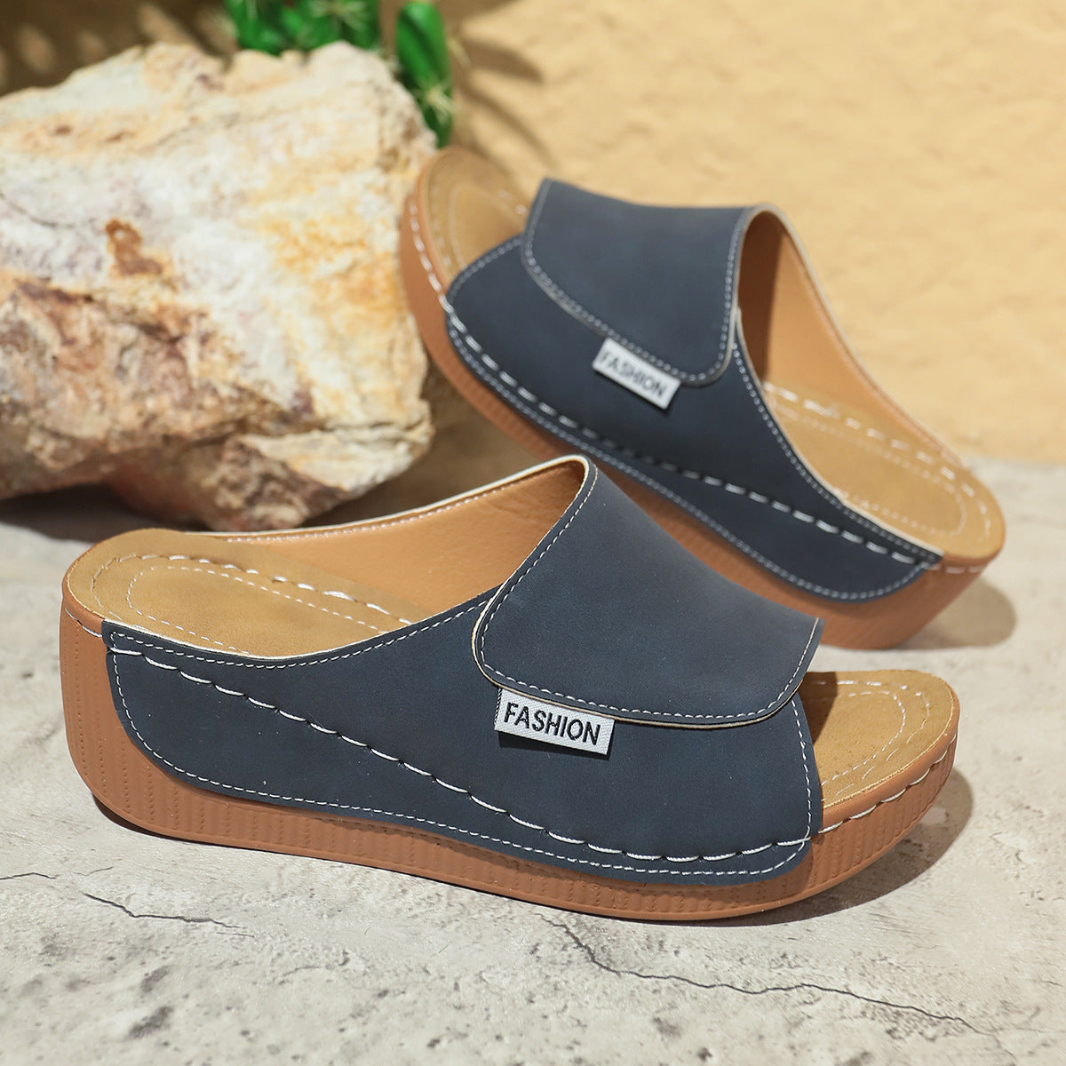 Mules Femme Confortables avec Soutien de la Voûte Plantaire – Sandales Compensées Éléguantes et Respirantes - VoltÉlan
