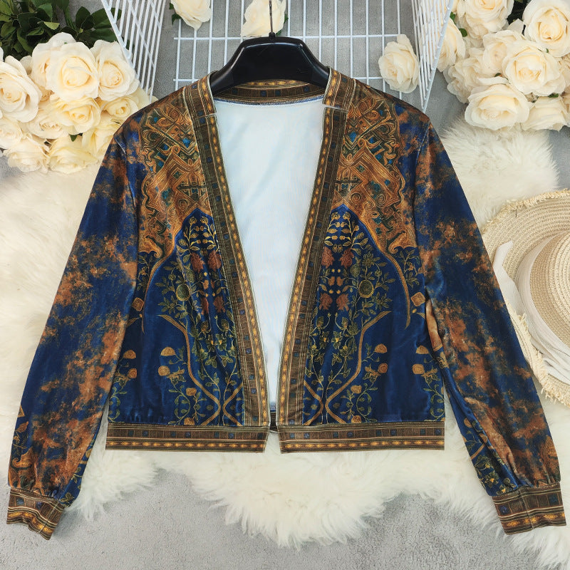 Cardigan bohème femme manches longues, imprimé