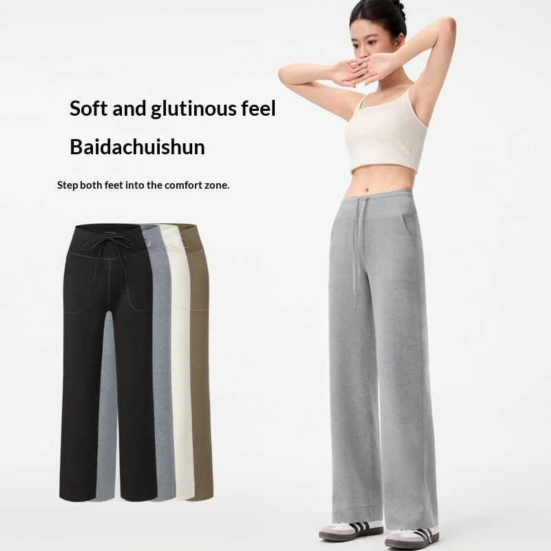 Pantalon droit femme en maille modal, coupe tout-aller