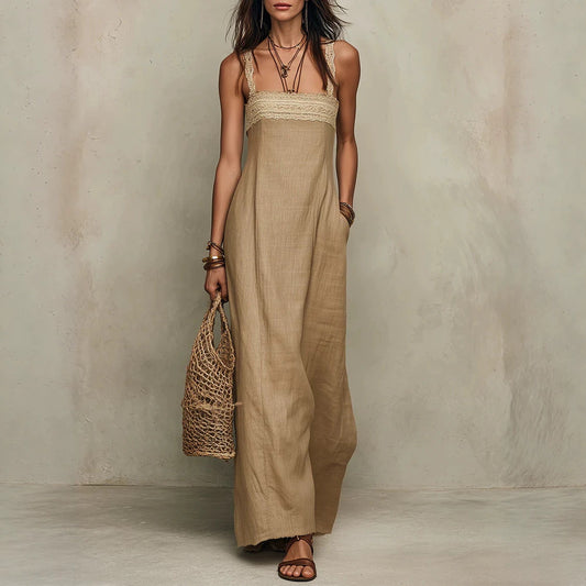 Robe Longue Lin & Dentelle Femme - Bohème Naturelle