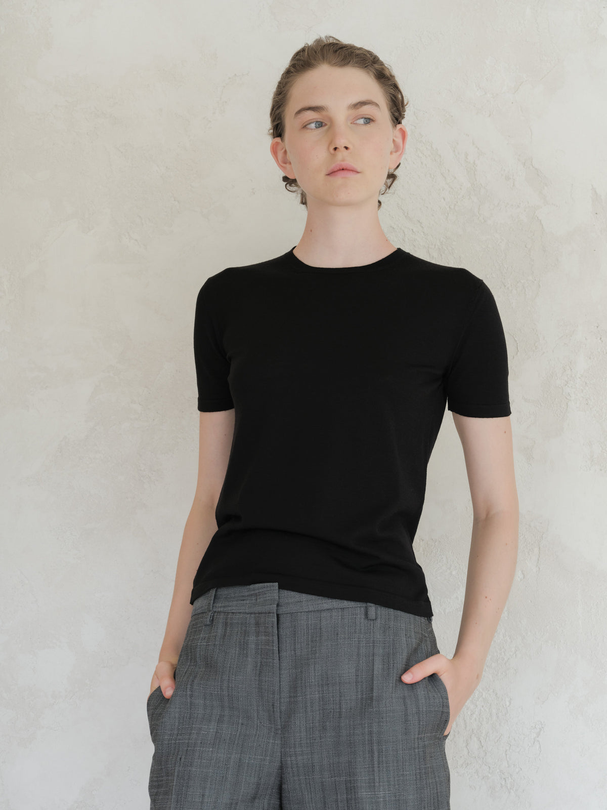 T-shirt in merino extrafine e seta, foto 6