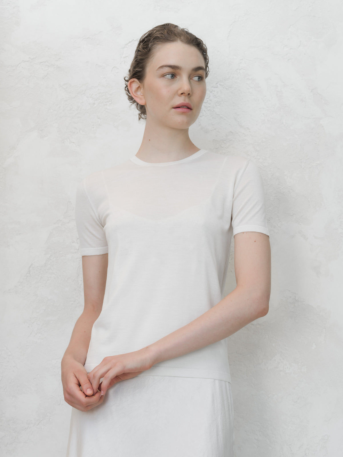 T-shirt in merino extrafine e seta, foto 1
