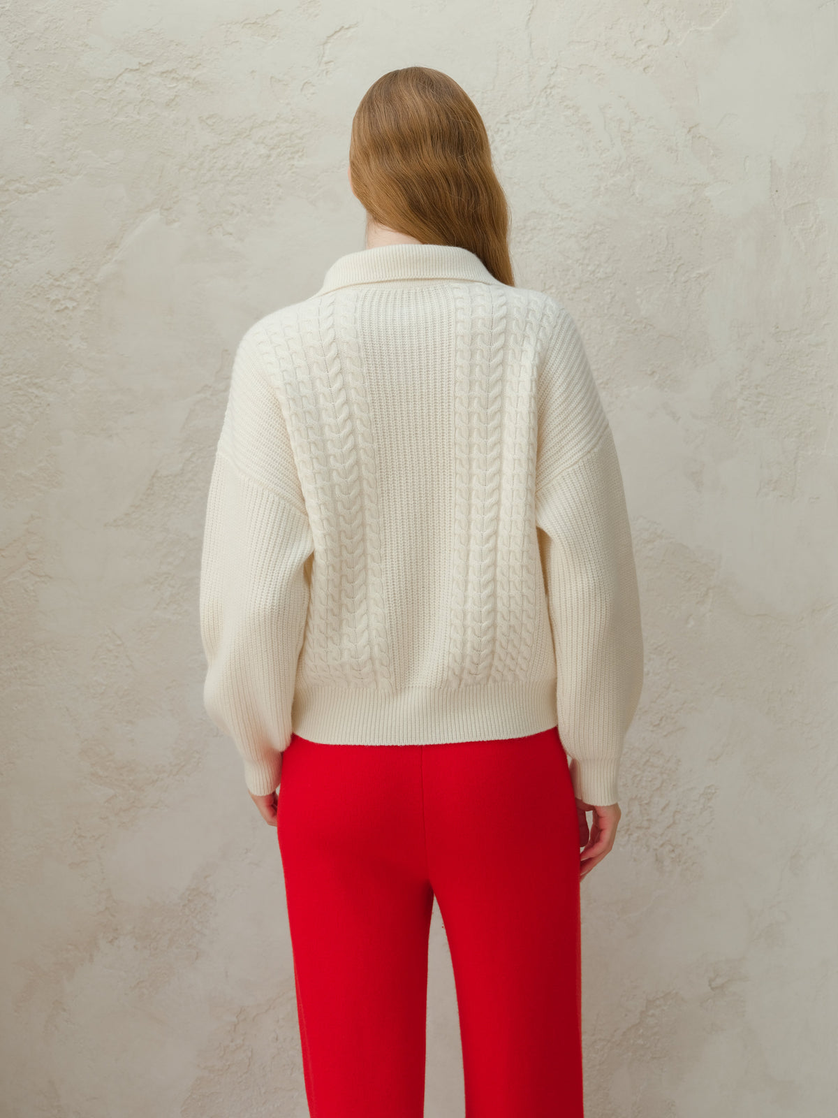Cardigan polo a trecce in misto cashmere, foto 7