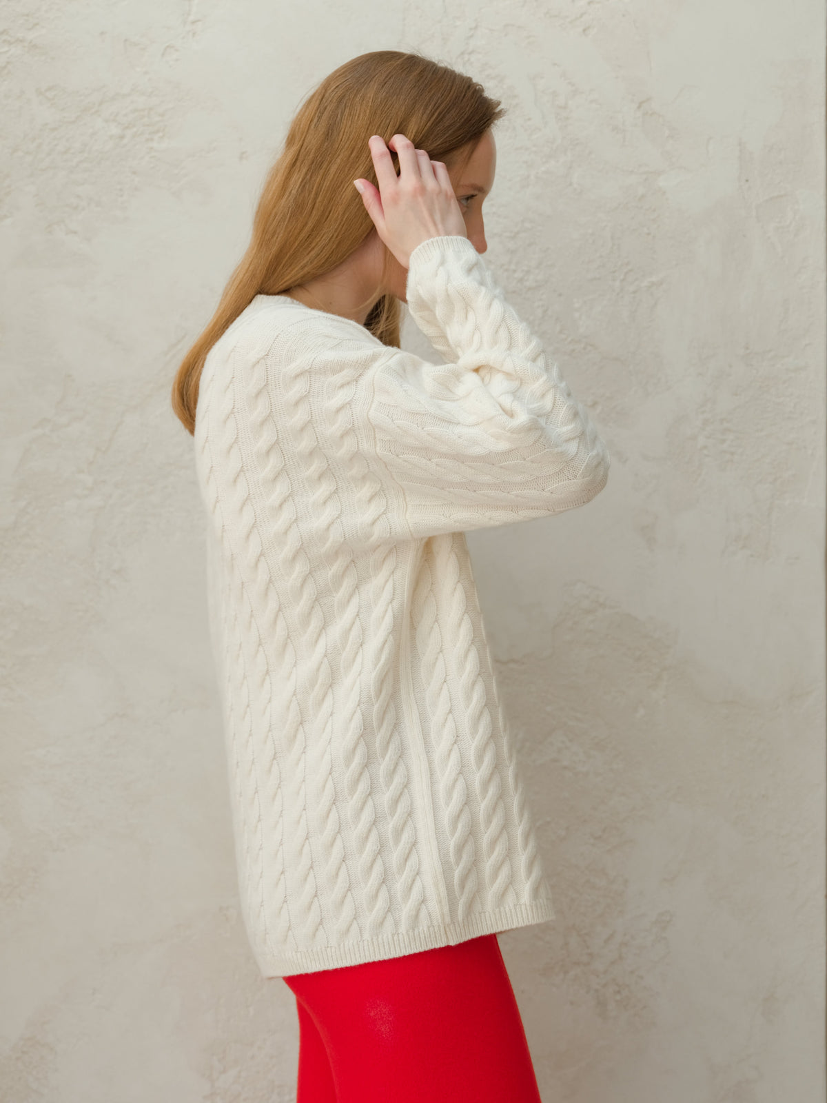 Pull maxi torsadé, mélange cachemire, photo 3