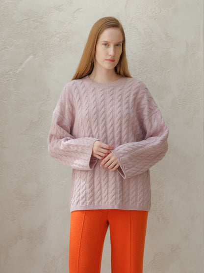 Pull maxi torsadé, mélange cachemire, photo 5