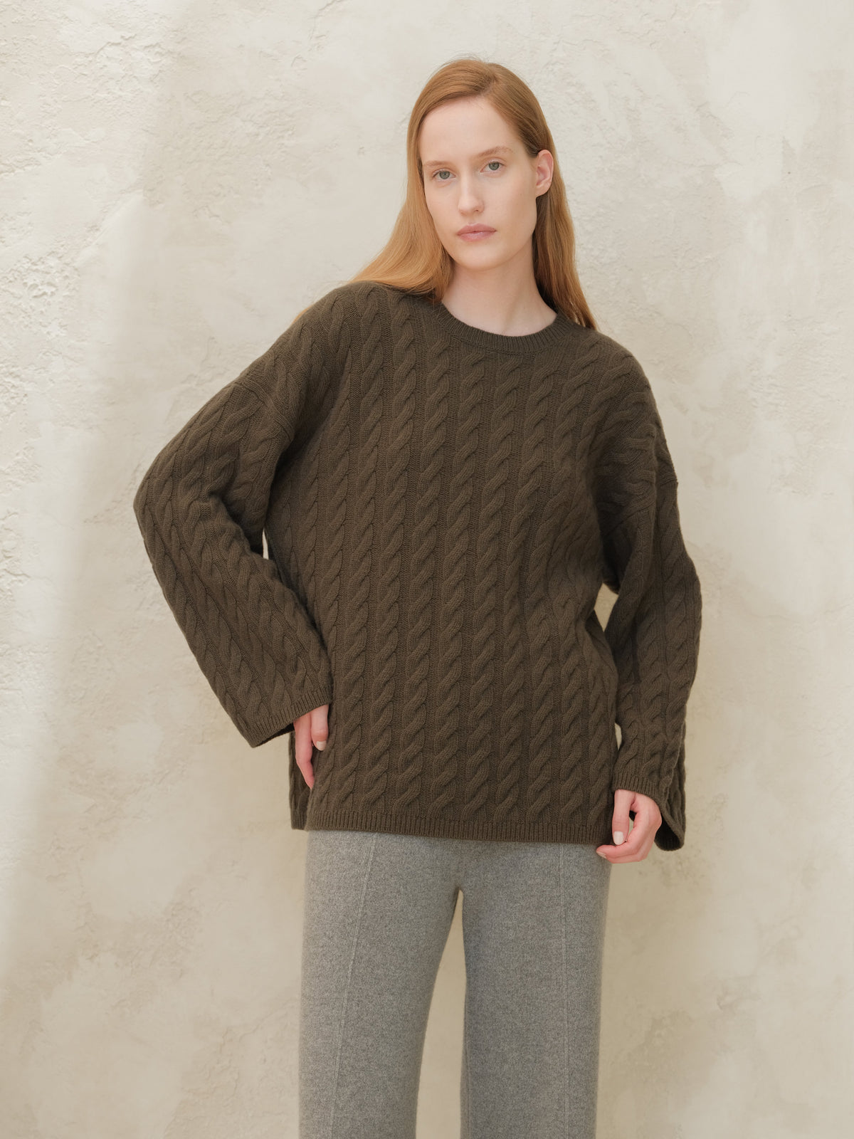 Pull maxi torsadé, mélange cachemire, photo 8