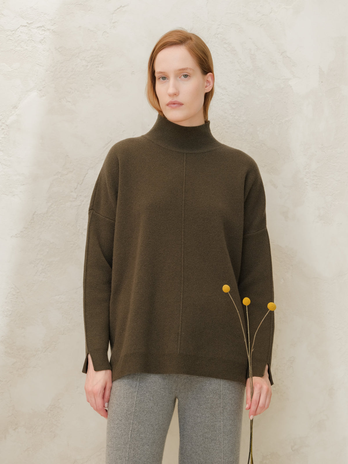 Pull maxi col roulé, mélange cachemire, photo 12