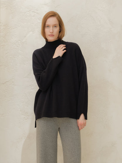 Pull maxi col roulé, mélange cachemire, photo 10