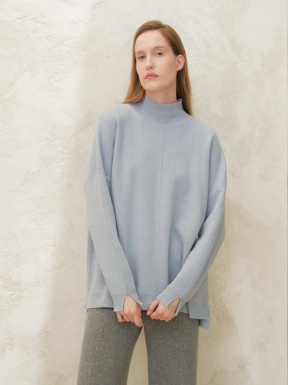 Pull maxi col roulé, mélange cachemire, photo 14