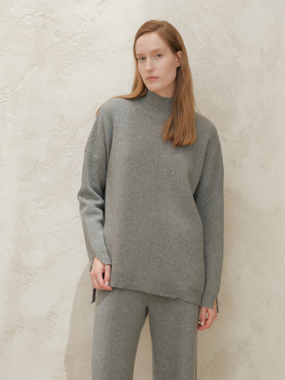 Pull maxi col roulé, mélange cachemire, photo 8