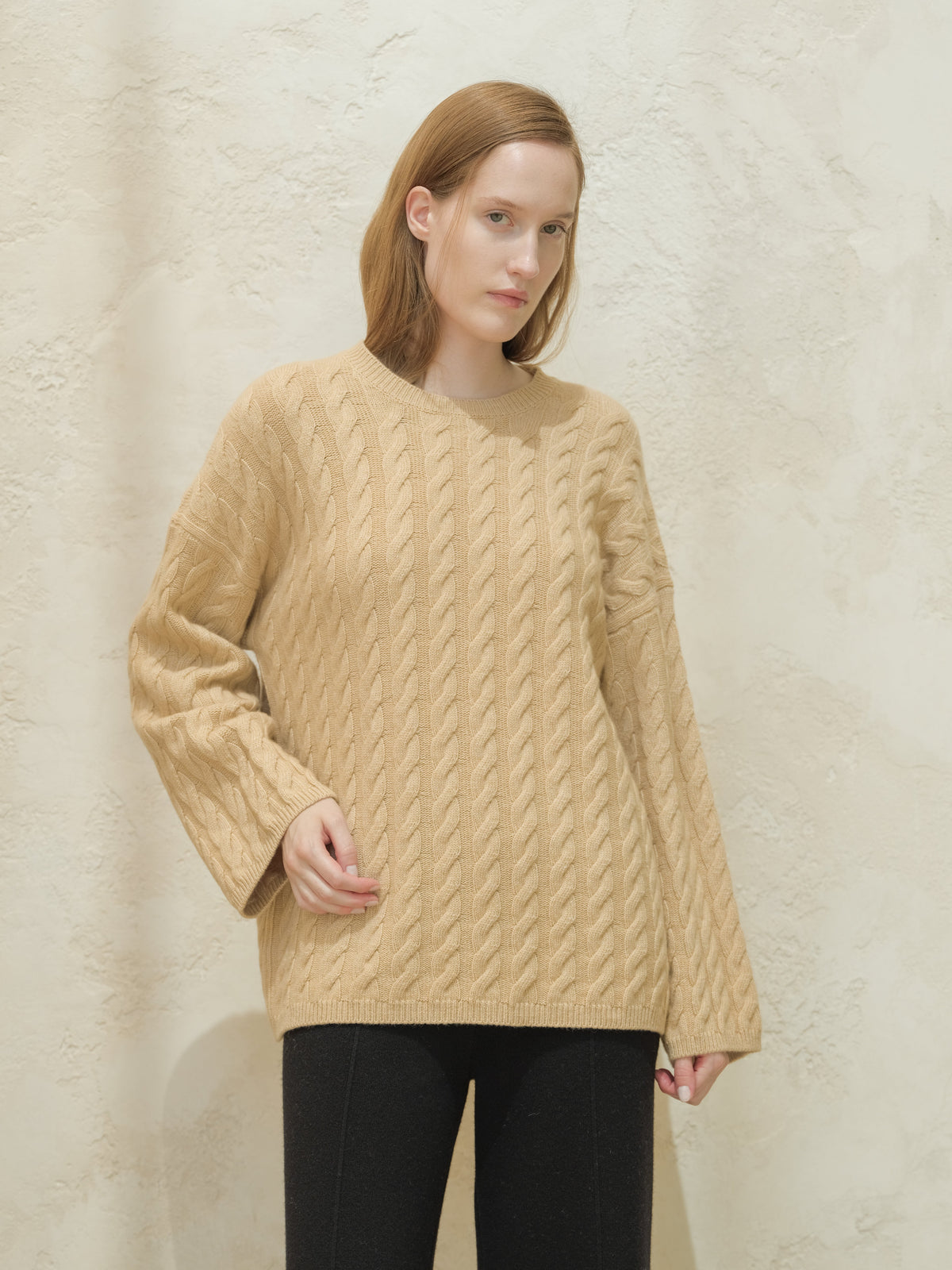 Pull maxi torsadé, mélange cachemire, photo 7