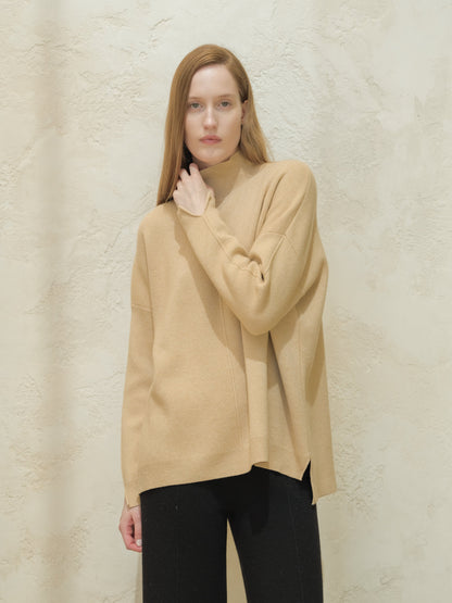 Pull maxi col roulé, mélange cachemire, photo 4