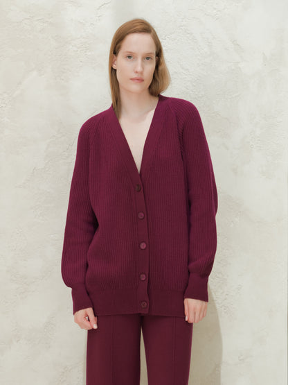 Cardigan long côtelé, mélange cachemire, photo 6