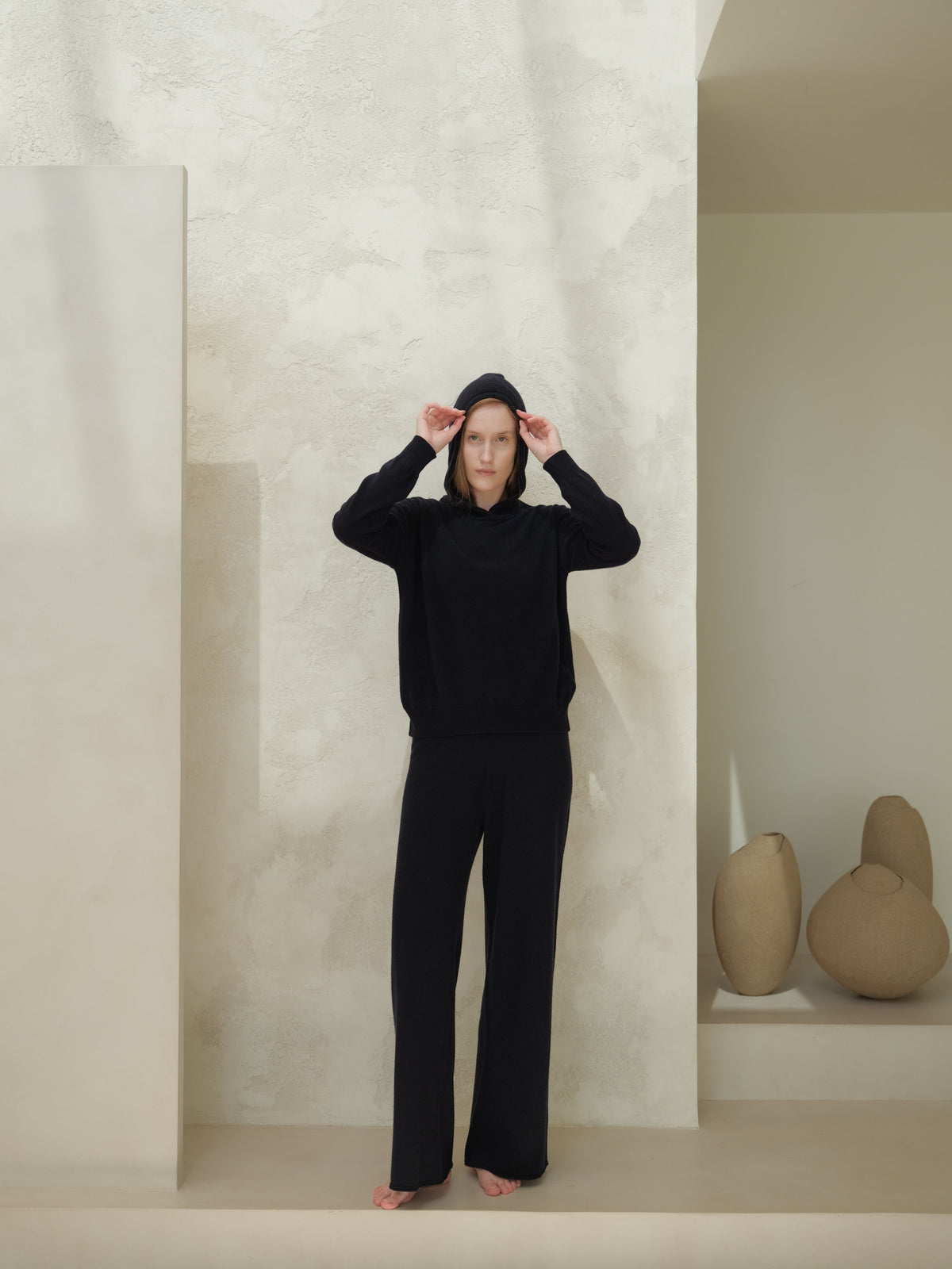 Pantalon jambe large en maille, mélange cachemire, photo 14
