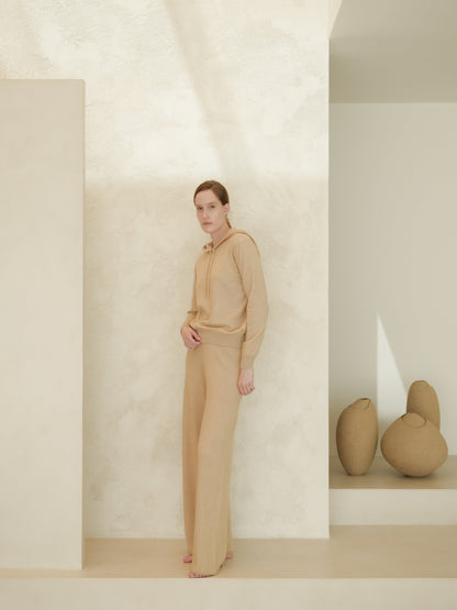 Pantalon jambe large en maille, mélange cachemire, photo 2