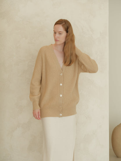 Cardigan long côtelé, mélange cachemire, photo 14