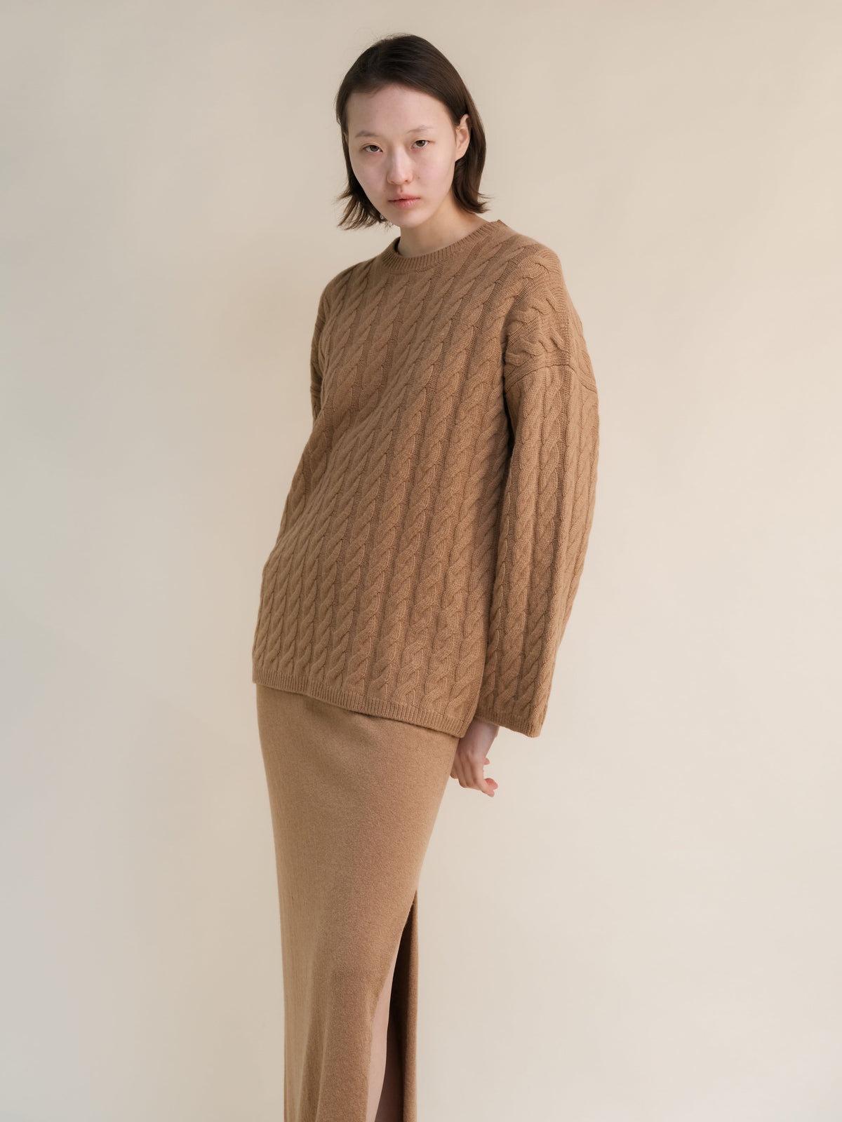 Pull maxi torsadé, mélange cachemire, photo 1