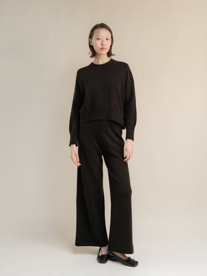 Pantalon jambe large en maille, mélange cachemire, photo 16