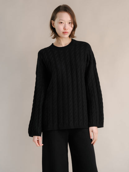 Pull maxi torsadé, mélange cachemire, photo 11