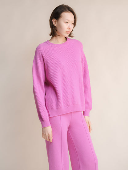 Pull col rond en côte anglaise, mélange cachemire, photo 18