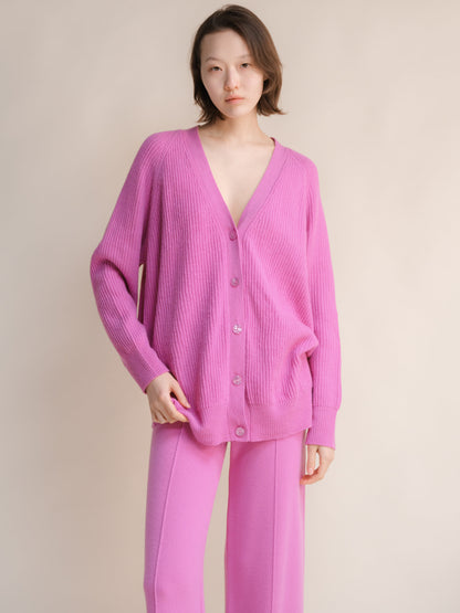 Cardigan long côtelé, mélange cachemire, photo 15