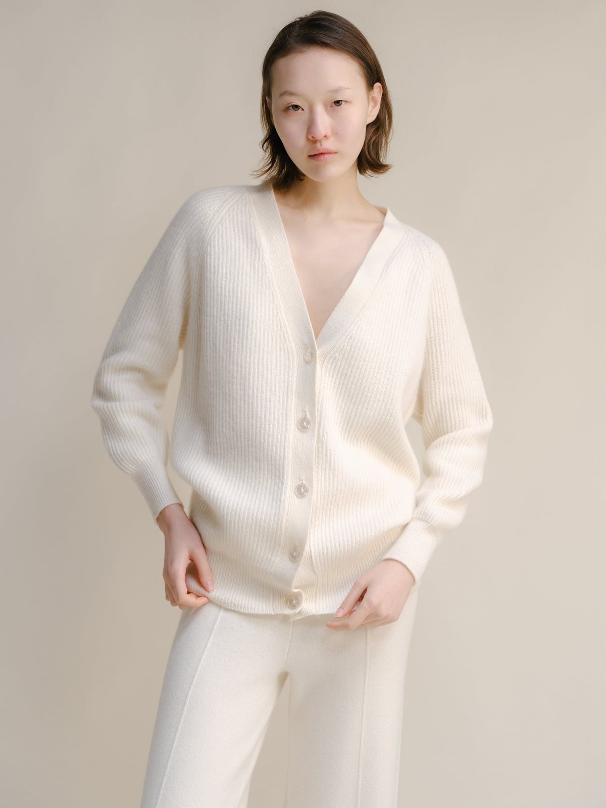 Cardigan long côtelé, mélange cachemire, photo 17