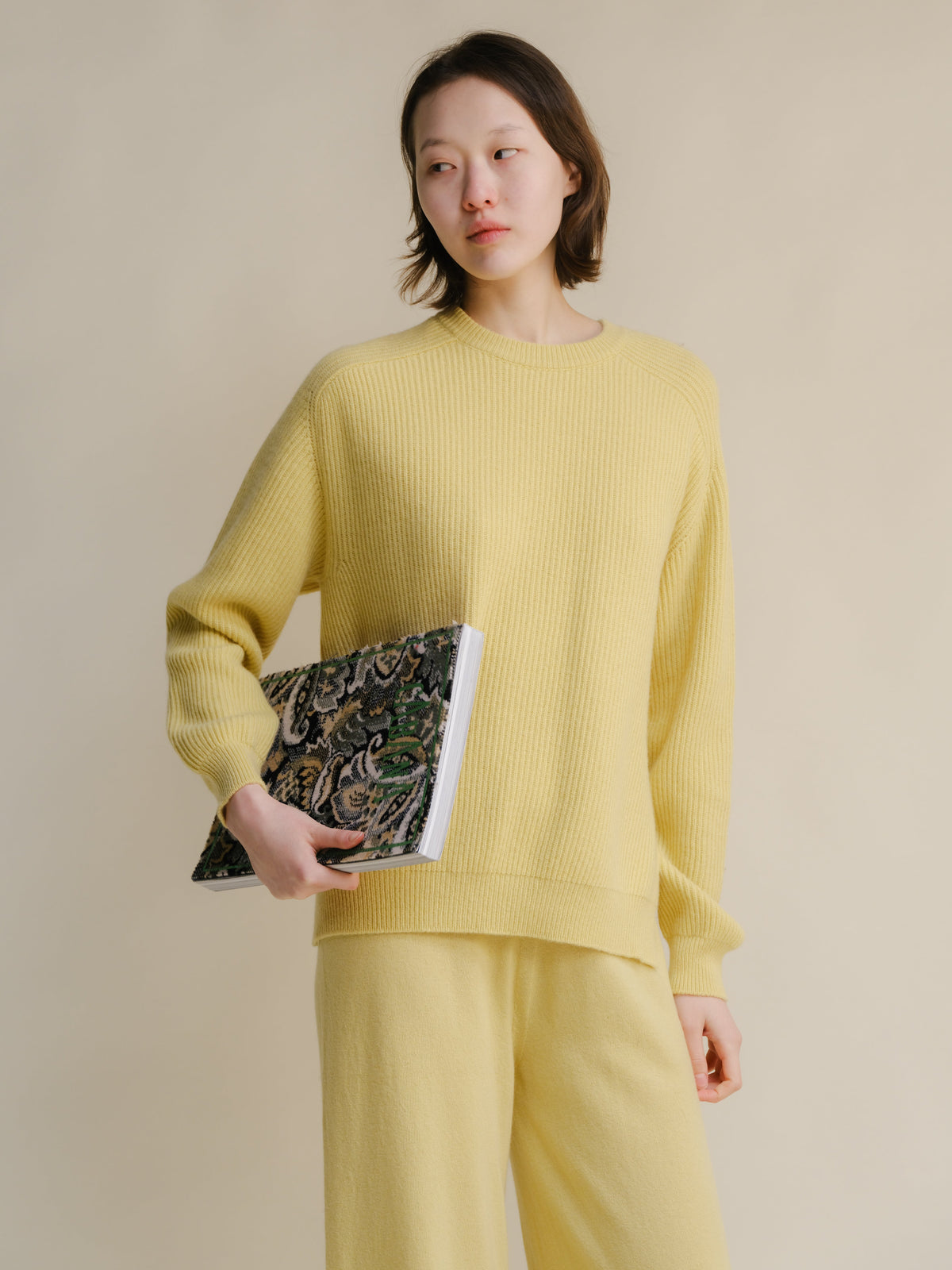 Pull col rond en côte anglaise, mélange cachemire, photo 22