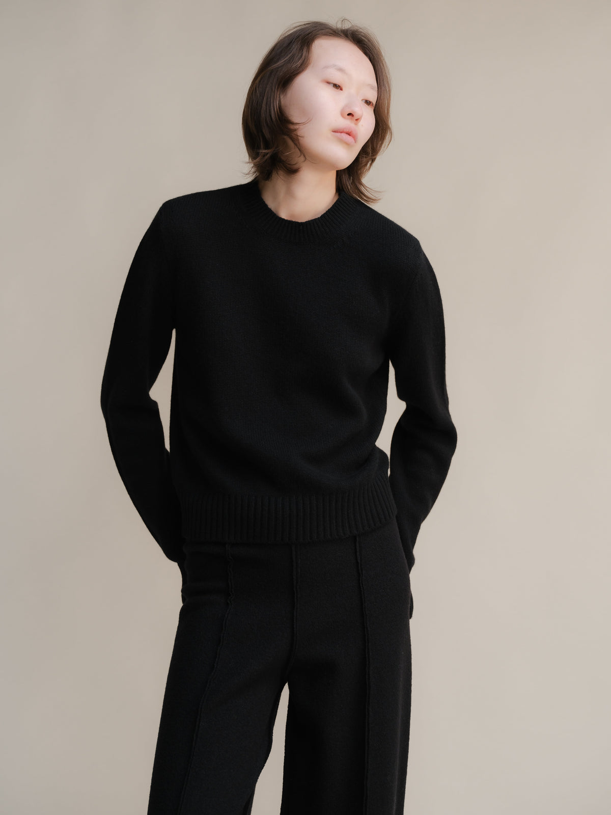 Pull col rond en pur cachemire, photo 1