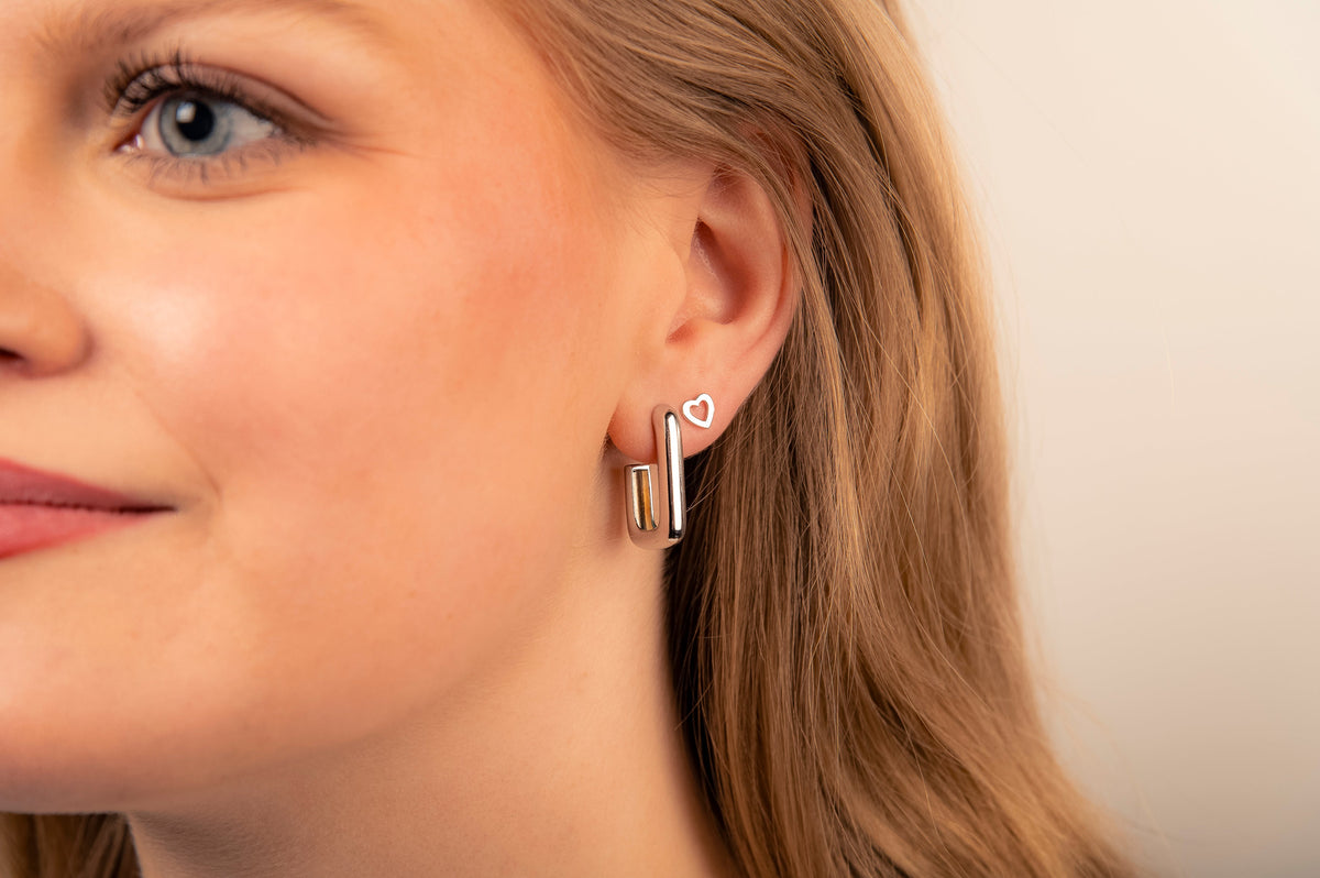 Boucles d'oreilles cœur ouvert en argent 925, photo 1