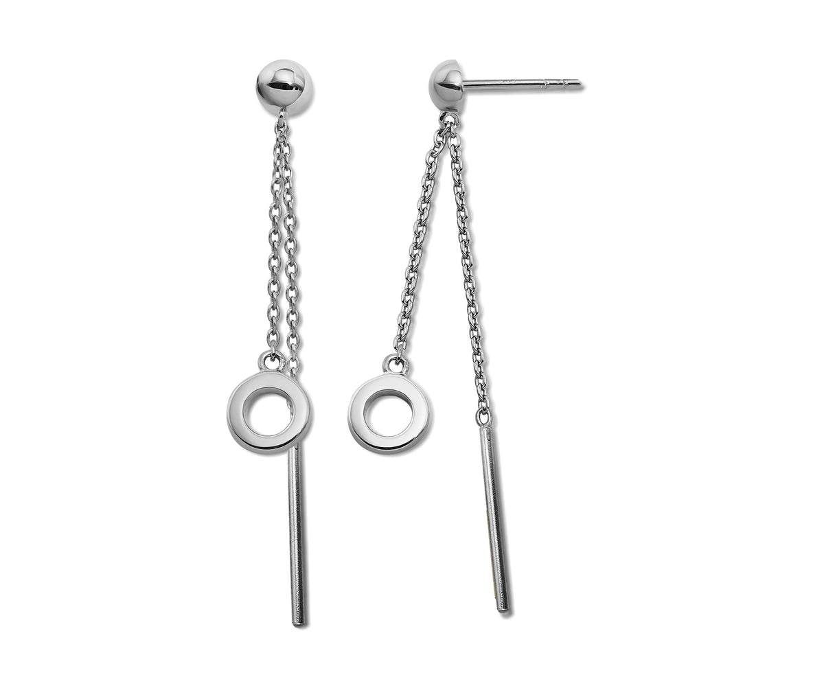 Pendants d'oreilles cercle et barre sur chaînette en argent 925, photo 2