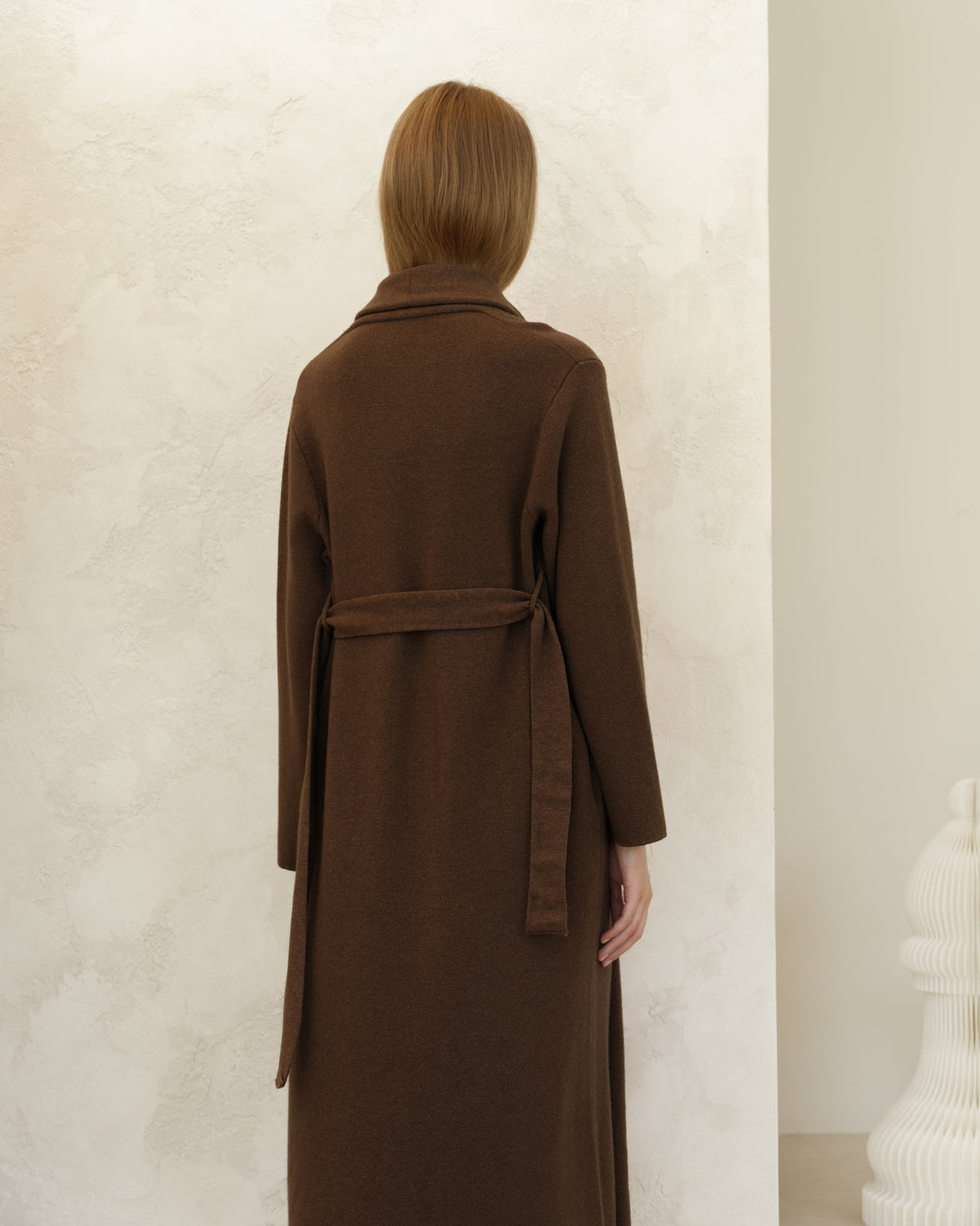 Manteau ceinturé col châle, mélange cachemire, photo 9