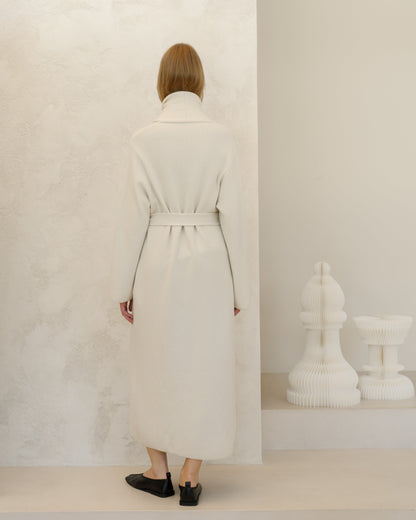 Manteau ceinturé col châle, mélange cachemire, photo 5